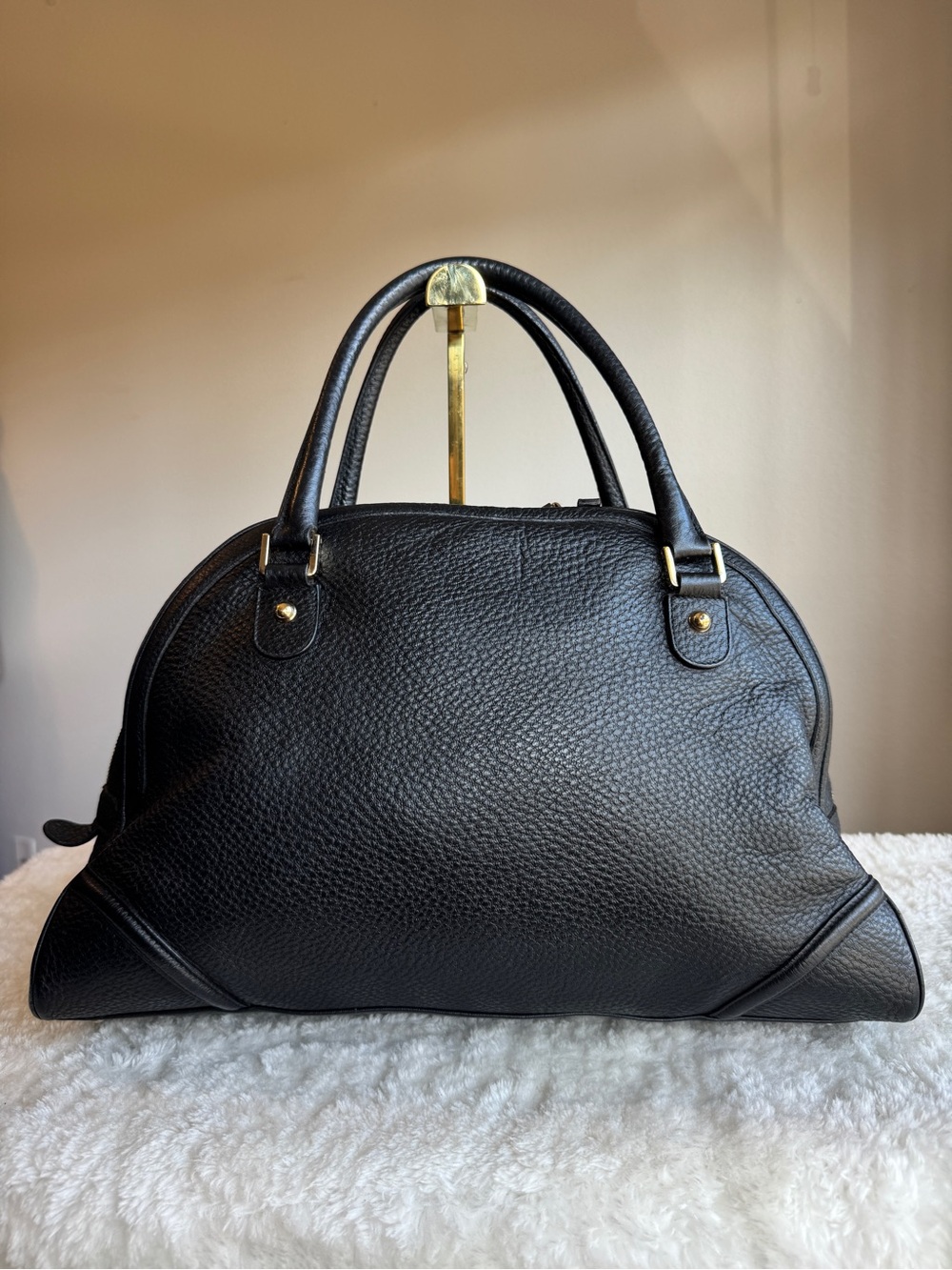 Gucci Black Leather Satchel with Green and Red Web Stripe and Gold GG - Picture 2 of 15